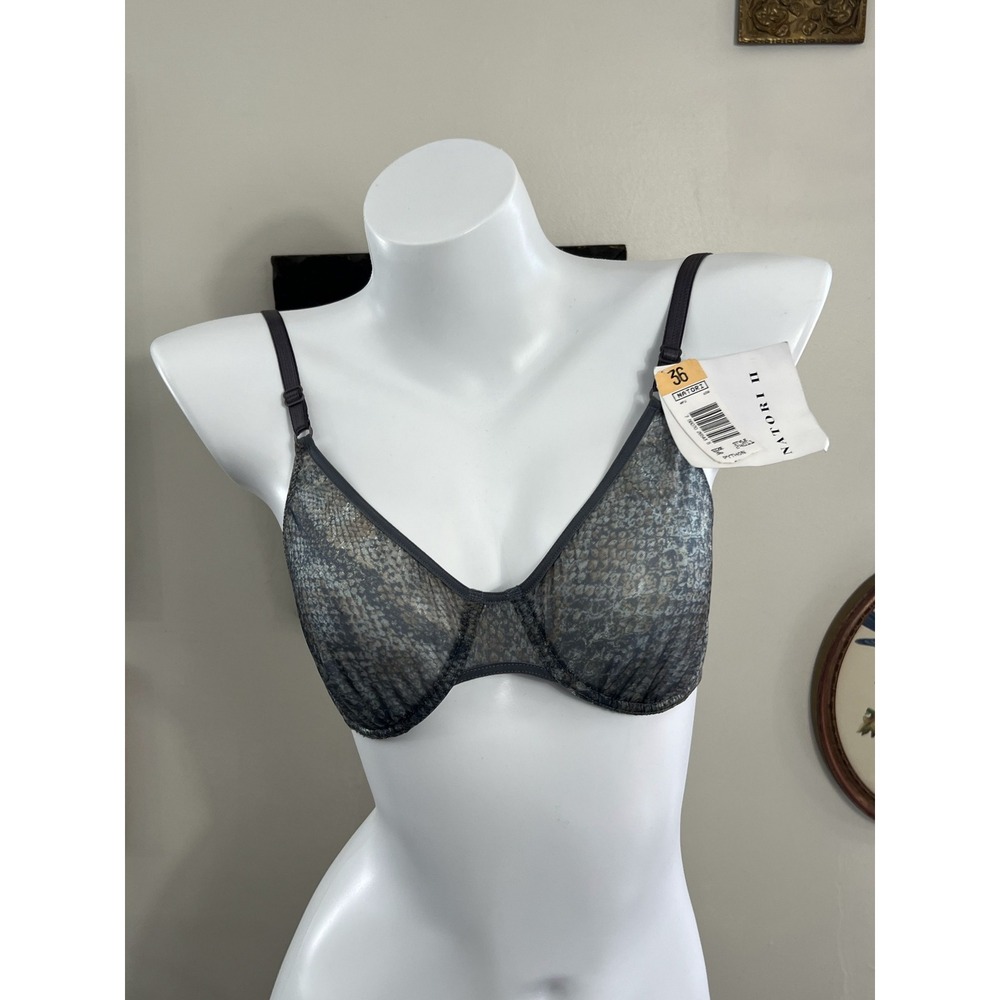 Natori II Vintage Sheer Mesh Animal Print Underwire Bra Size 36